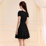  Đầm Ngắn Xếp Ly Eo Thắt Nơ 