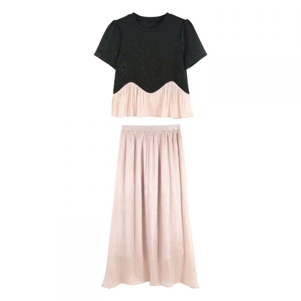  Set Áo + Chân Váy Dài Xếp Ly 