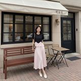  Set Áo + Chân Váy Dài Xếp Ly 