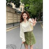  Áo Kiểu Tay Dài Phối Ren Hoa 