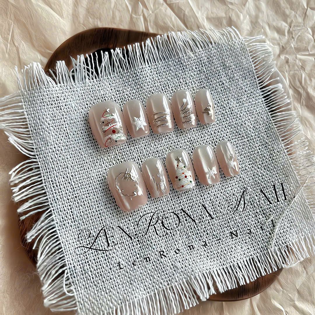  Móng Giả Noel Vuông Đơn Giản 