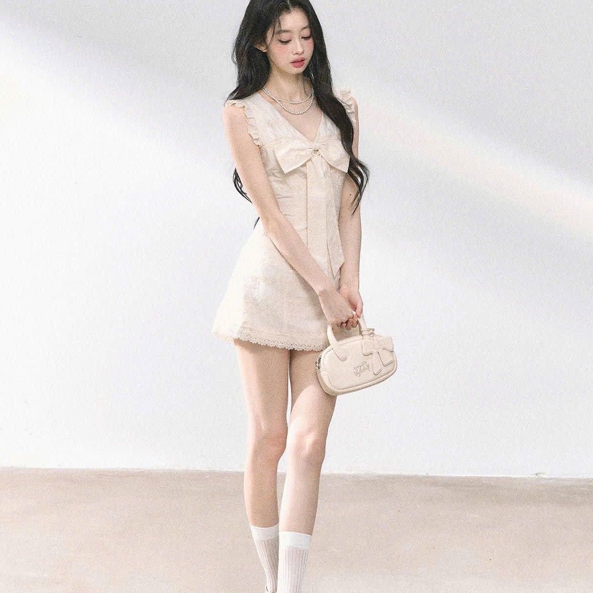  Váy Đầm Kiểu Pháp Dây Ren Cổ Vuông 