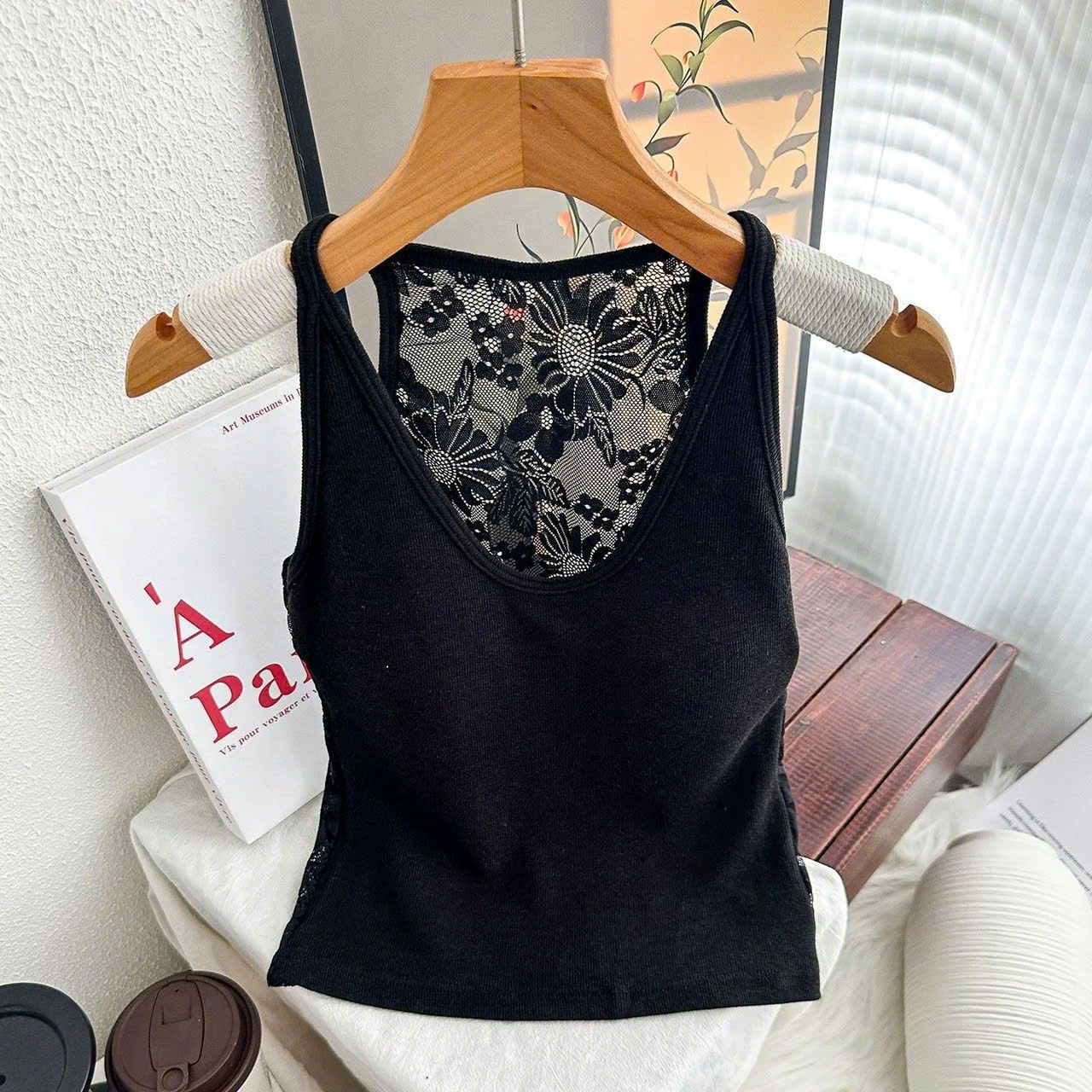 Áo Lót Nữ Cổ Yếm Lưới Ren Có Đệm Ngực 