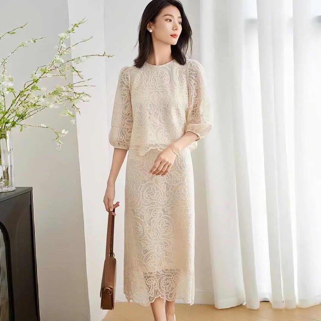  Set Áo + Chân Váy Ren 