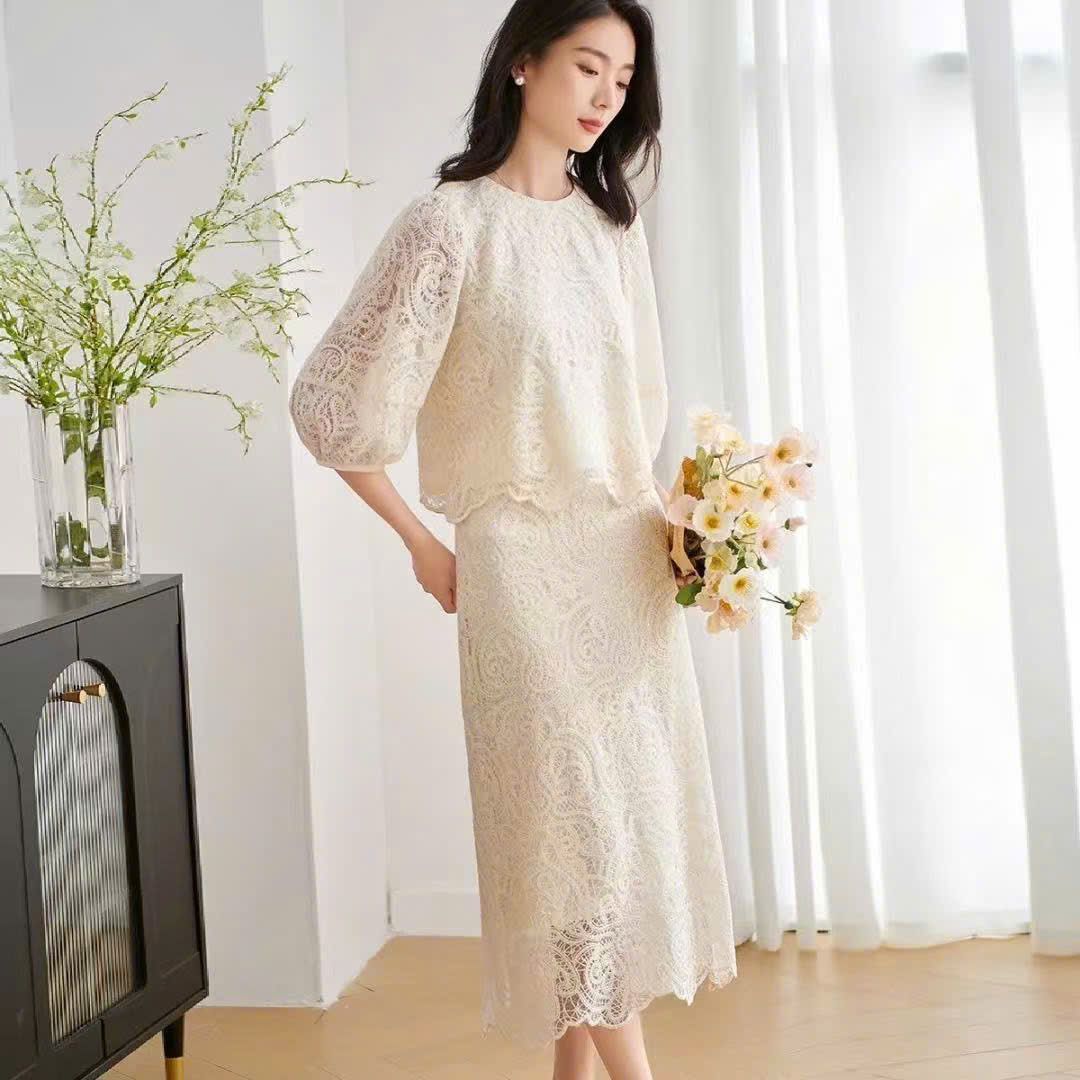  Set Áo + Chân Váy Ren 