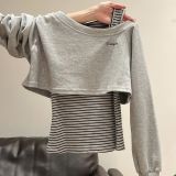  Áo hoodie Dài Tay Dài Lệch Vai 