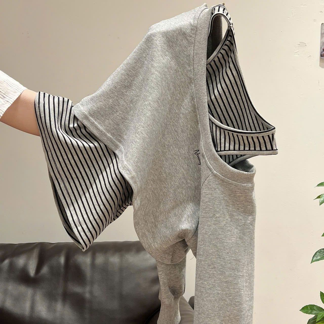  Áo hoodie Dài Tay Dài Lệch Vai 