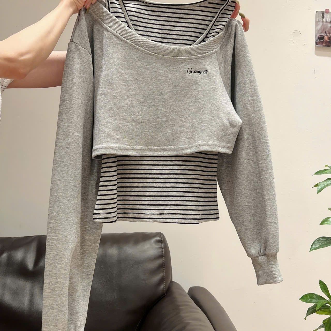  Áo hoodie Dài Tay Dài Lệch Vai 