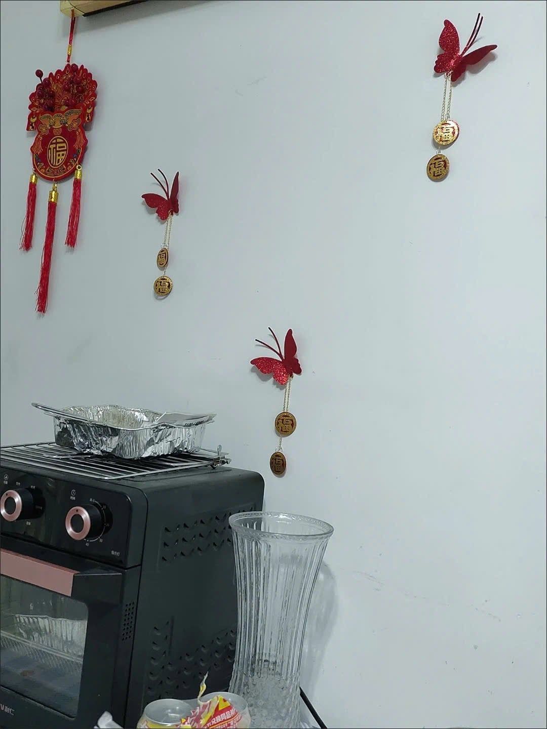  Cánh Bướm Đỏ Kim Tuyến Trang Trí 