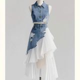  Đầm Trắng Phối Jeans Năng Động 
