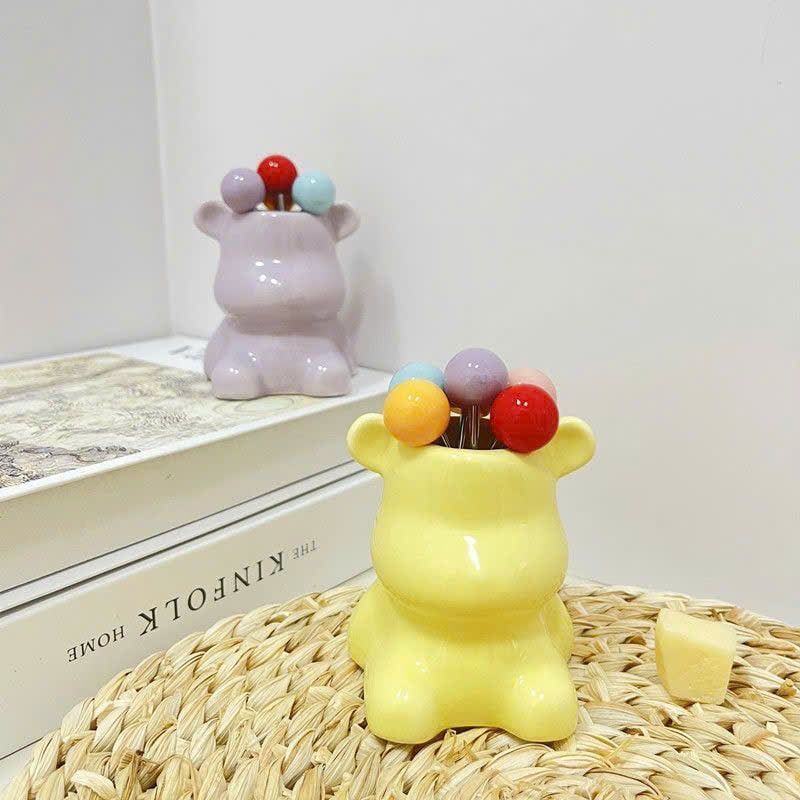  Gấu Sứ Đựng Đĩa Ăn Hoa Quả 