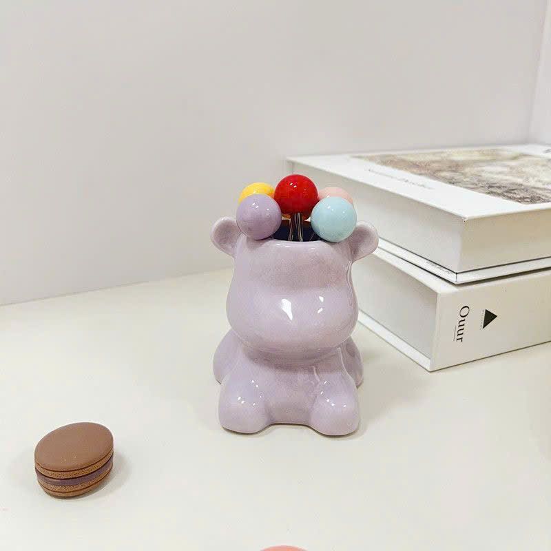  Gấu Sứ Đựng Đĩa Ăn Hoa Quả 