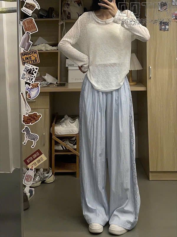  Quần Nữ Ống Suông Viền Ren 