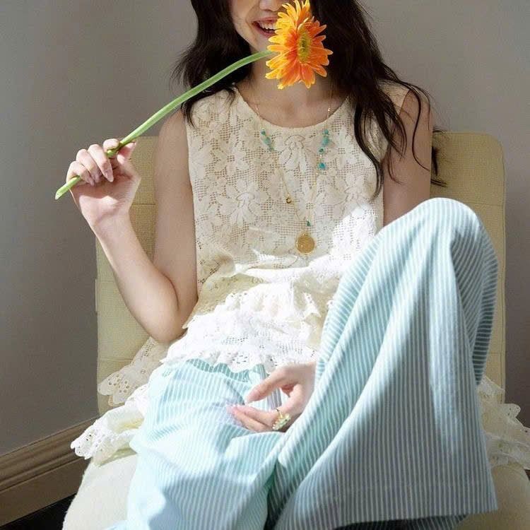  Set Áo Ren Xô Thêu Hoa 