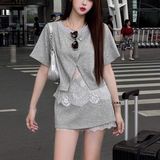  Set Áo + Chân Váy Ghi Có Ren 