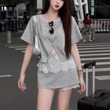  Set Áo + Chân Váy Ghi Có Ren 