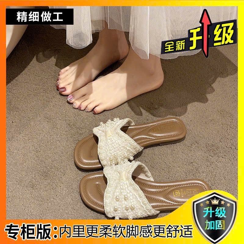  Dép Lê Quai Ngang Hở Ngón Ngọc Trai 