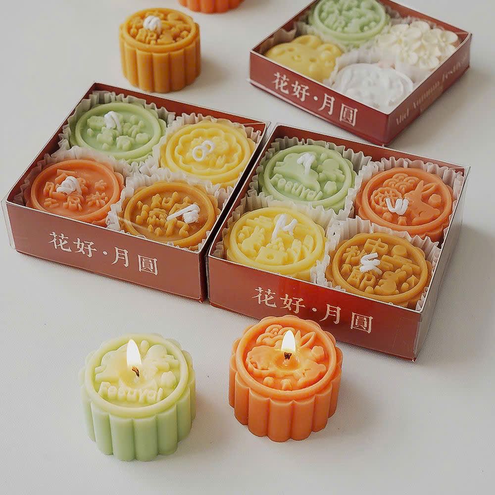  Set 4 Nến Thơm Trang Trí Bánh Trung Thu 