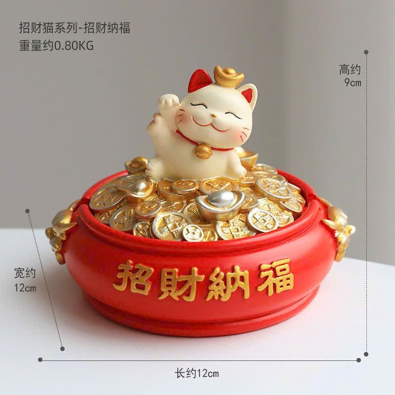  Gạt Tàn Thuốc Hình Mèo Thần Tài Có Nắp 