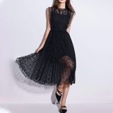  Đầm Ren Cotton Dáng Xòe Màu Đen 