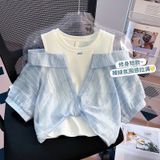  Set Áo Baby Doll Tay Phồng + Váy Nơ 