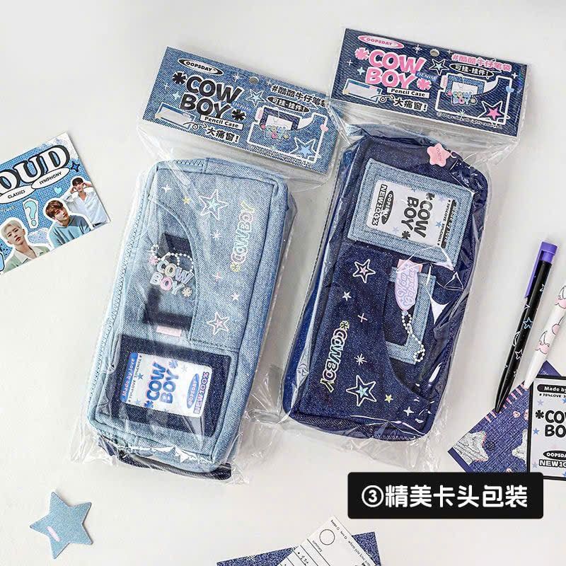  Hộp Đựng Bút Hình Cửa Sổ Denim 