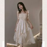  Đầm Corset Voan Hoa Xòe Dài 