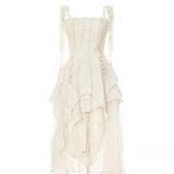  Đầm Corset Voan Hoa Xòe Dài 