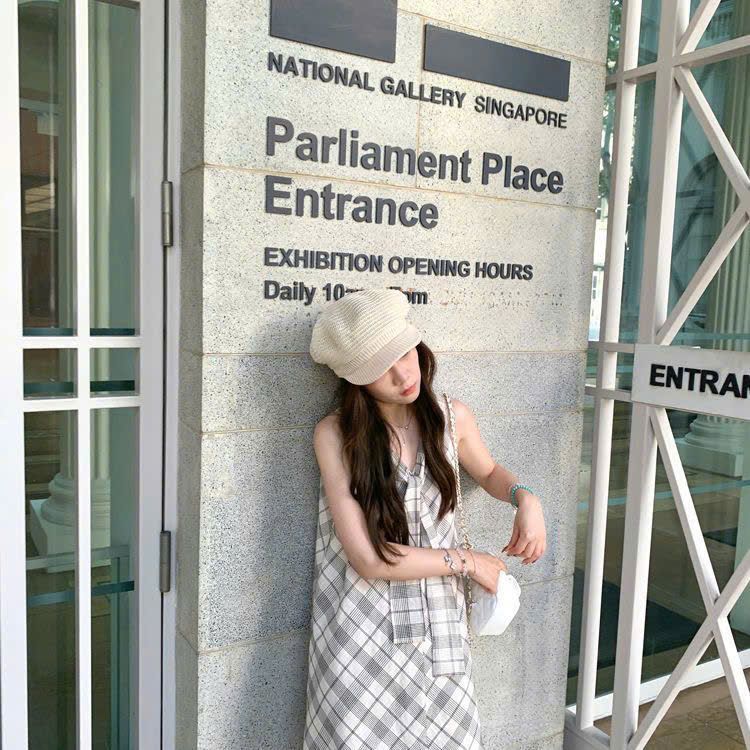  Đầm caro dáng chữ A phong cách Pháp 