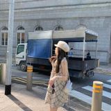  Đầm caro dáng chữ A phong cách Pháp 