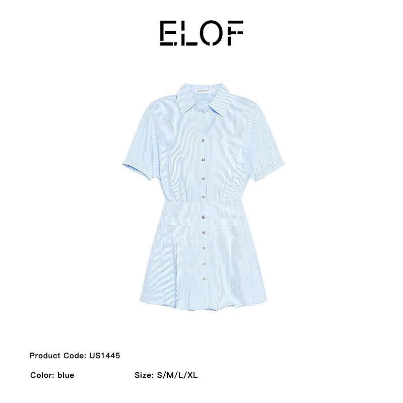  Đầm Nữ Tay Lỡ Kẻ Sọc Xếp Ly 