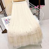  Chân Váy Xếp Ly Voan Đính Nơ Ngọc 