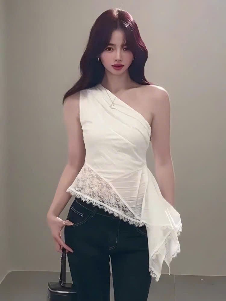  Áo Lệch Vai Tà Xéo 