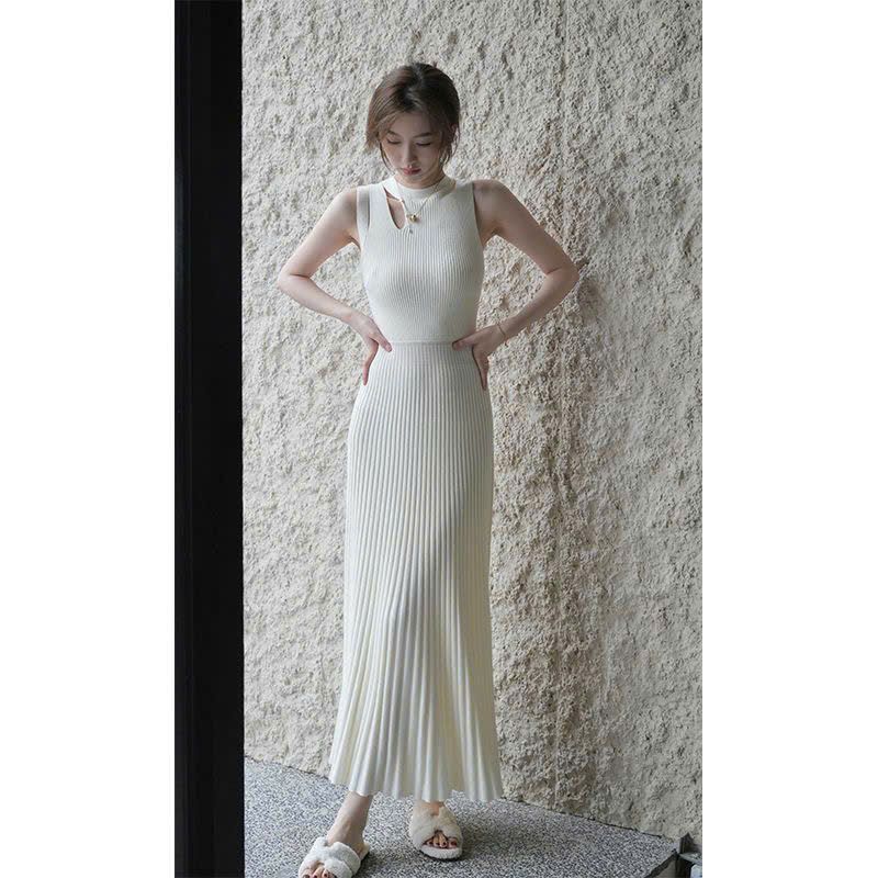  Váy Dài Dệt Kim Xếp Ly Thời Trang 