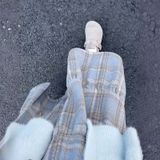  Chân Váy Dài Caro Lông Nhung 