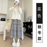  Chân Váy Dài Caro Lông Nhung 