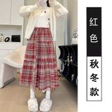  Chân Váy Dài Caro Lông Nhung 