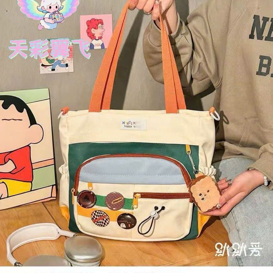  Túi Đeo Chéo Vải Ghép Nhiều Màu 