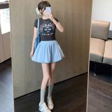  Quần Váy Ống Rộng Cạp Cao 