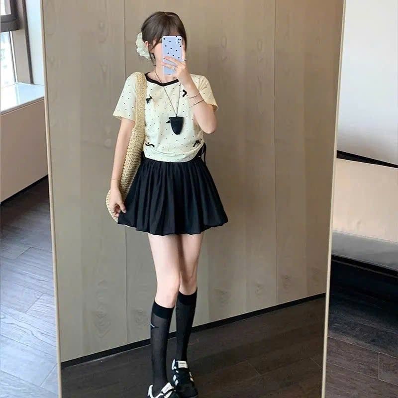  Quần Váy Ống Rộng Cạp Cao 