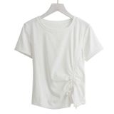  Áo Thun Ngắn Tay Đính Đá Có Rút Hông 