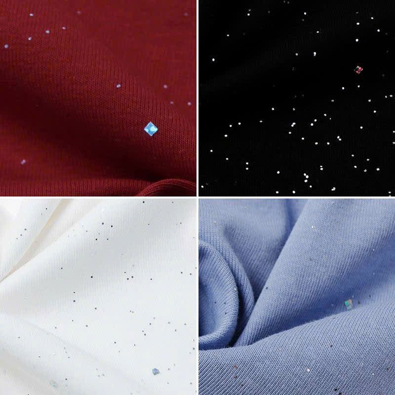  Áo Thun Ngắn Tay Đính Đá Có Rút Hông 