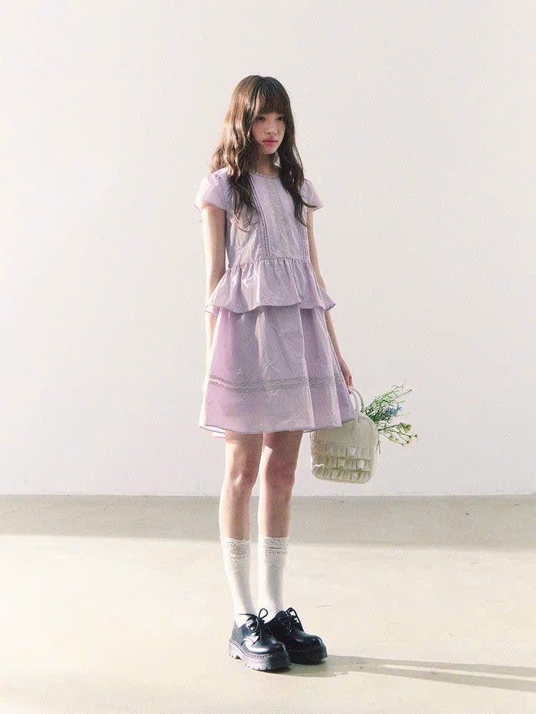  Váy Đầm Tím Nhạt Kiểu Hàn Quốc 