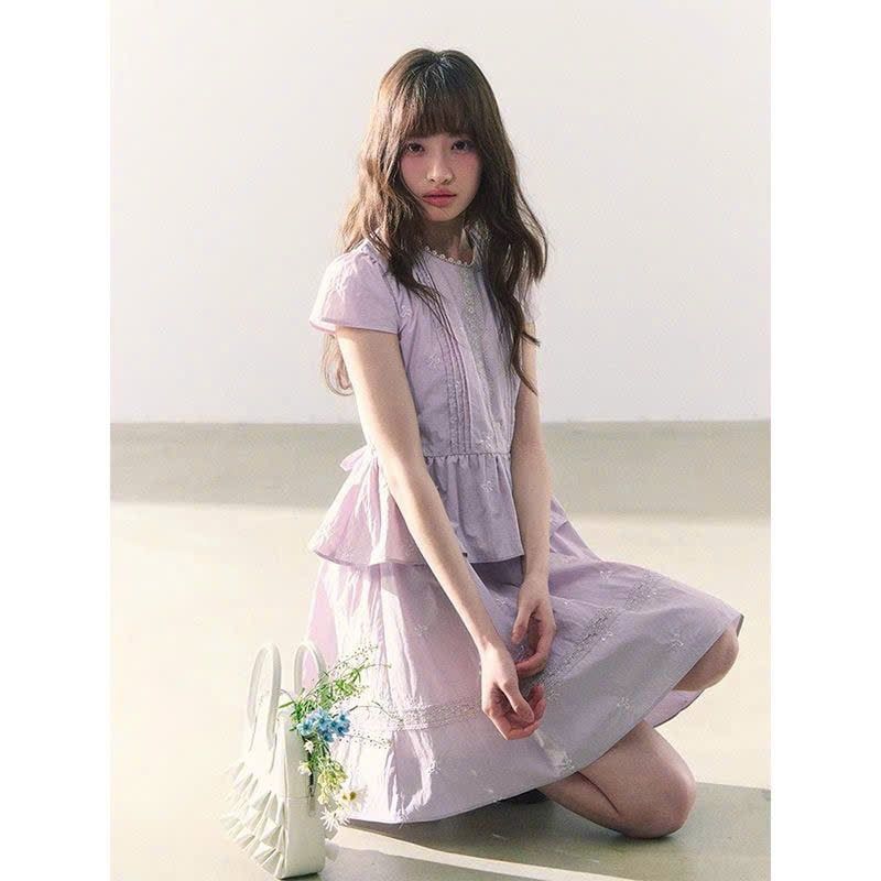  Váy Đầm Tím Nhạt Kiểu Hàn Quốc 