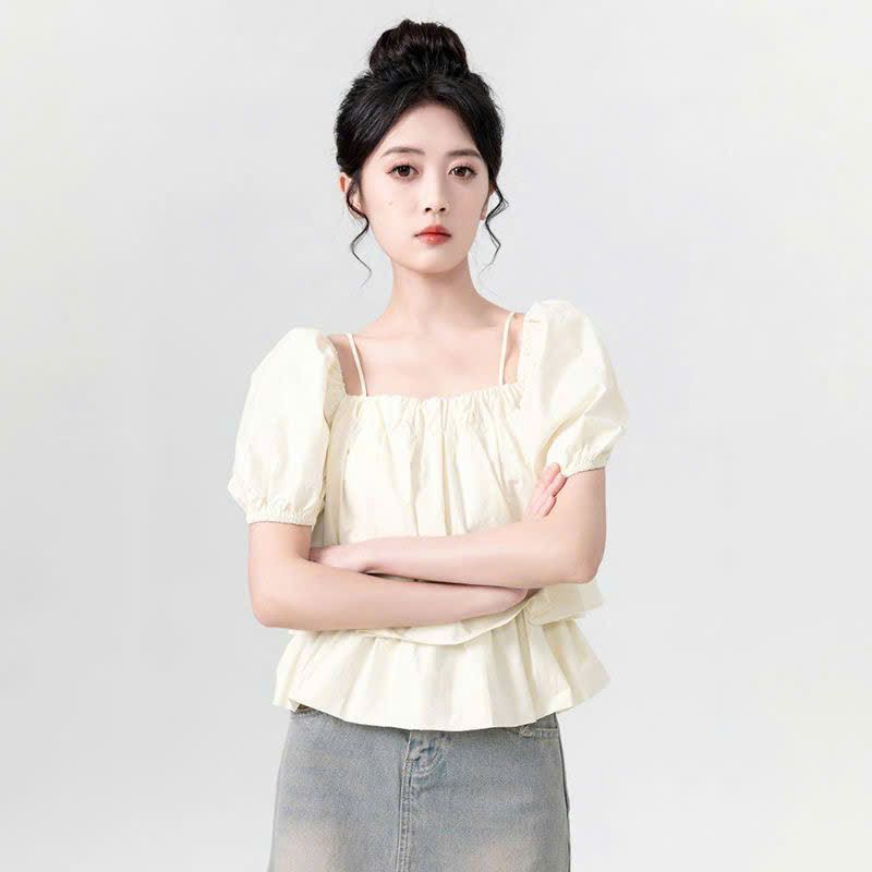  Áo Sơ Mi Babydoll Tay Phồng 