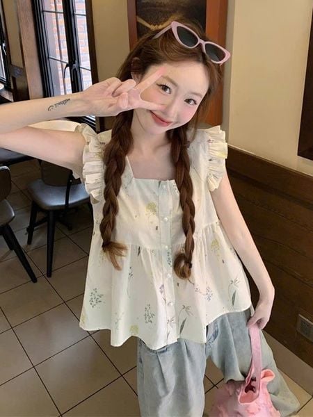  Áo Kiểu Dáng Peplum Tay Bèo Nữ 