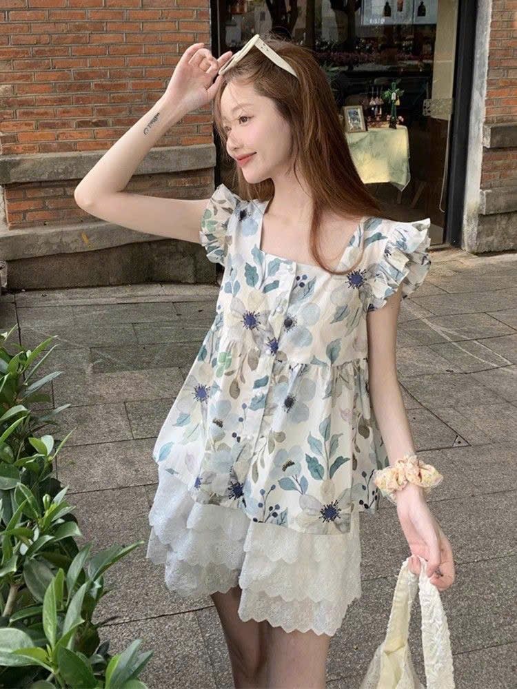  Áo Kiểu Dáng Peplum Tay Bèo Nữ 