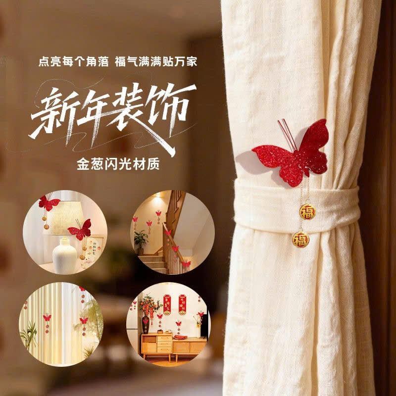  Cánh Bướm Đỏ Kim Tuyến Trang Trí 