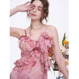  Đầm Maxi Hoa Bèo Dọc Xếp Ly 