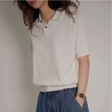  Áo Thun Polo Dệt Kim Cho Nữ 